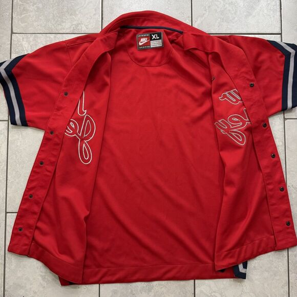 Nike NBA New Jersey Nets XL Oversize Red Warm-Up Jacket Shooting Shirt Fits 3XL - Picture 8 of 11